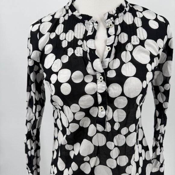 Talbots Petite Black & White Polka Dot Button-Up Blouse  100% Cotton  Made In In - Picture 6 of 10